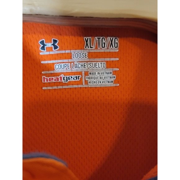 Under‎ Armour Loose Heat Gear Polo Shirt Size XL Orange Short Sleeve - Picture 5 of 5